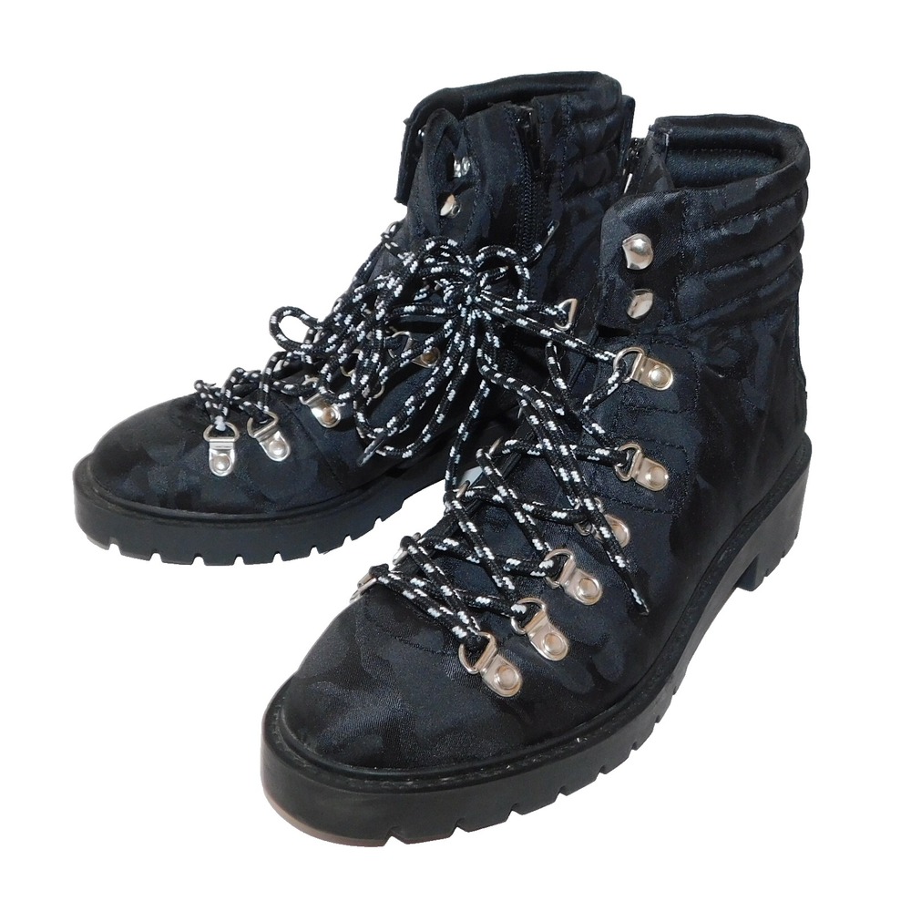 STEVE MADDEN Geiger Lace Up Combat Boots Black camo 8.5